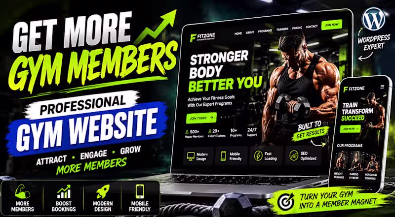 Cover image for I will build a professional WordPress website for your gym 