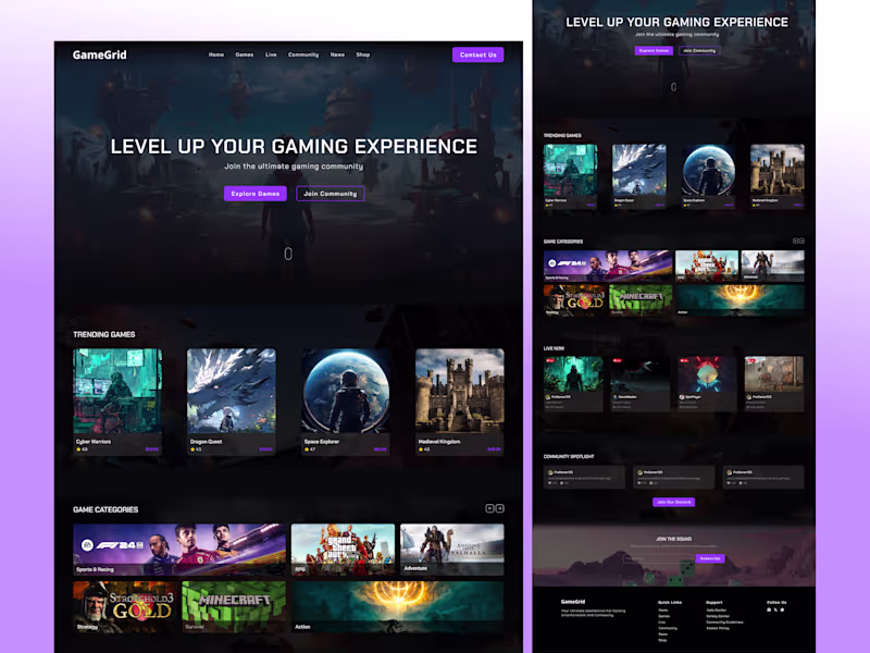 Cover image for GameGrid Web Experience Design
