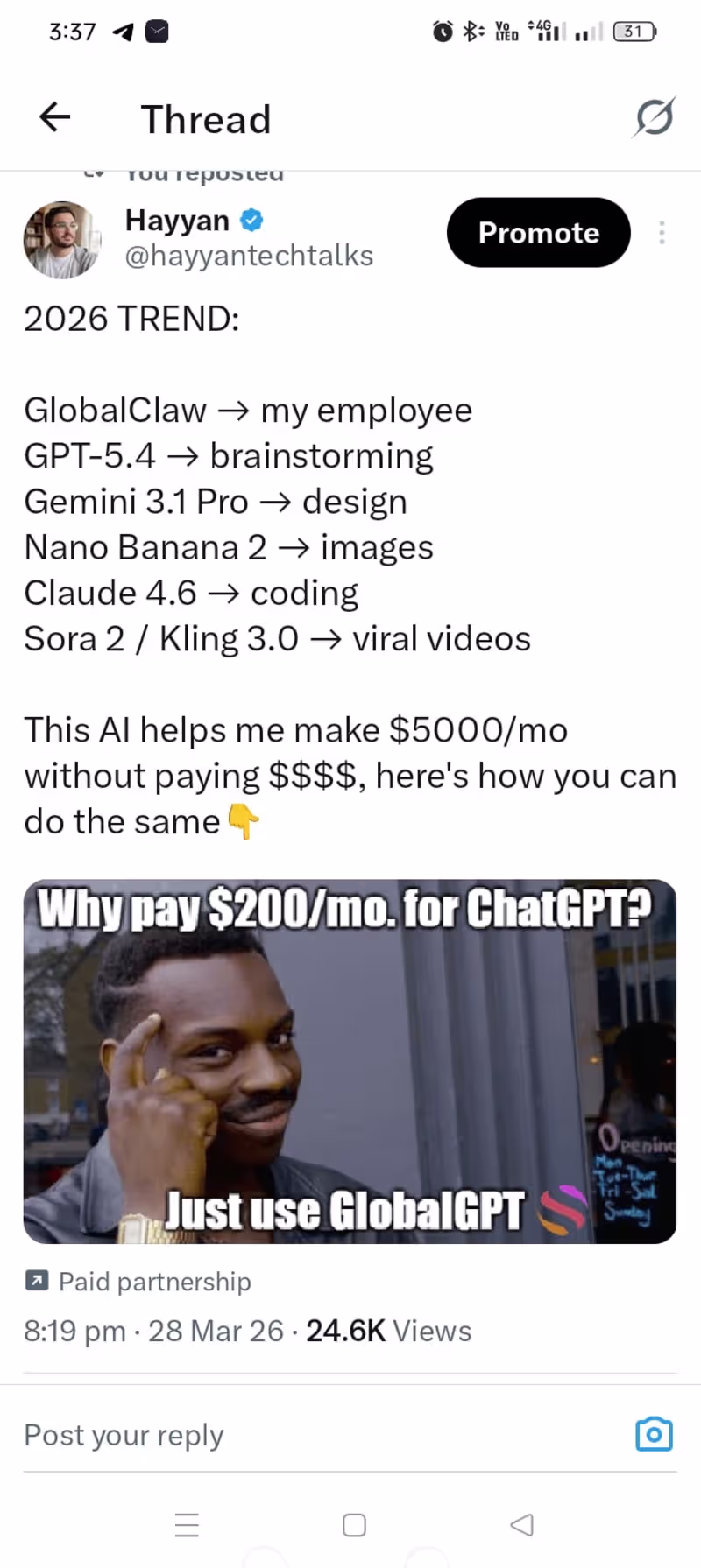 Cover image for Posted this thread to promote