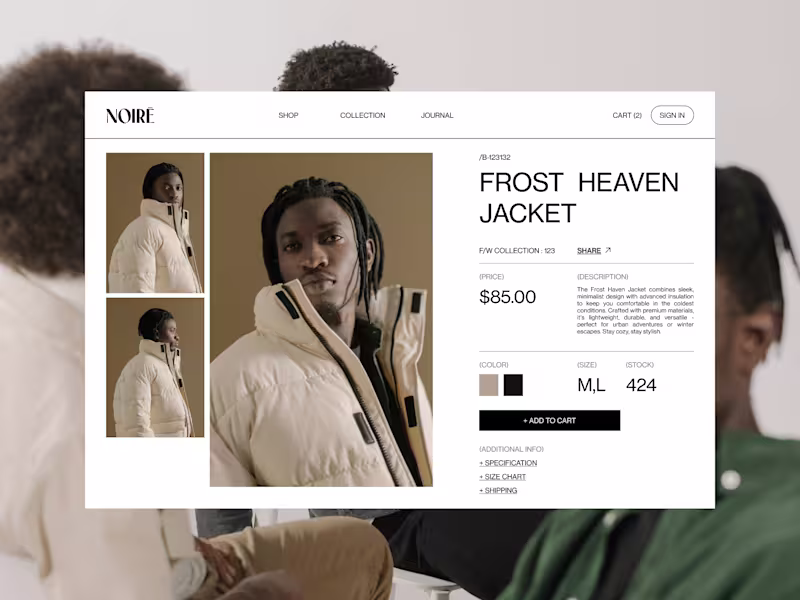 Cover image for NOIRE - Fashion E-Commerce Brand Identity and Website Design