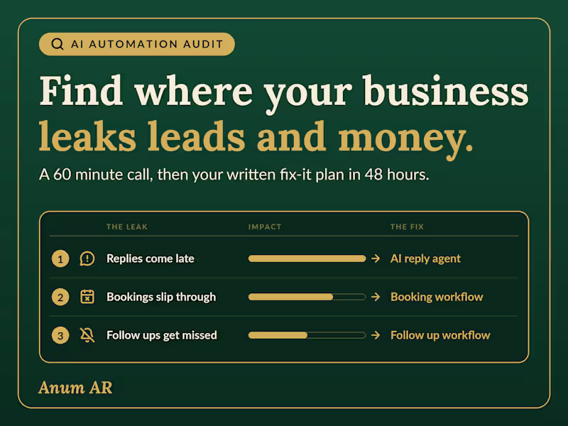Cover image for AI Automation Audit: Find Where You Leak Leads and Money