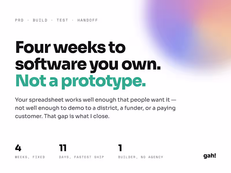 Cover image for 0→1 MVP: A Working Product in 4 Weeks
