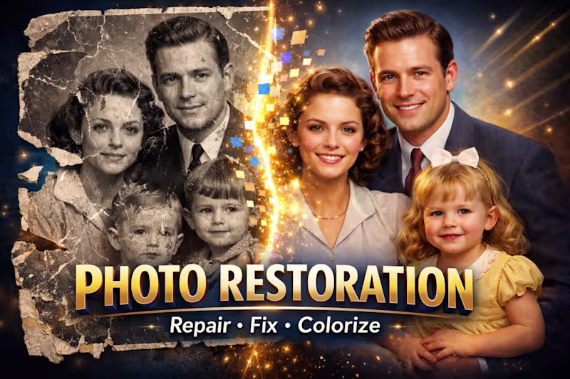 Cover image for restore old or damaged photos, fix and colorize old photos