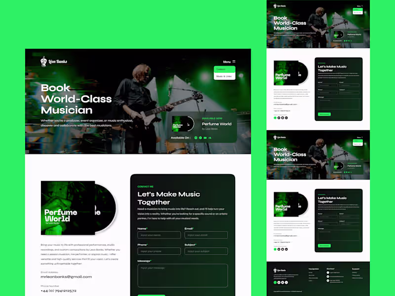 Cover image for Musician Booking Landing Page Design