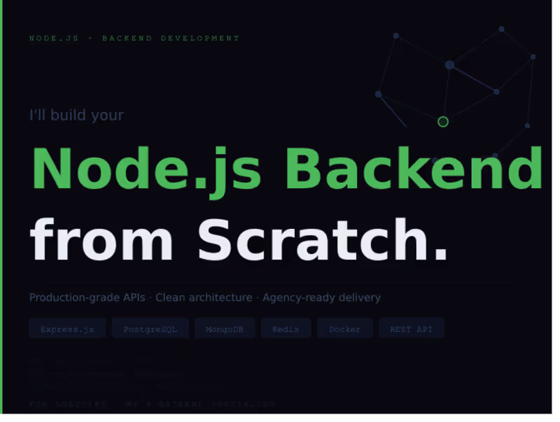Cover image for I'll Build Your Node.js Backend from Scratch for Agency Projects