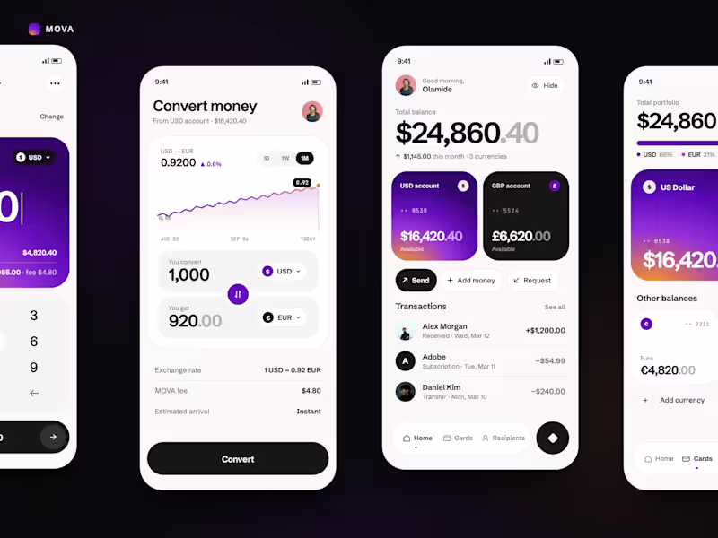 Cover image for MOVA — Multi-Currency Finance App