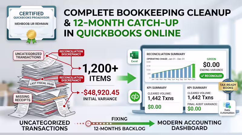 Cover image for Complete Bookkeeping Cleanup & 12-Month