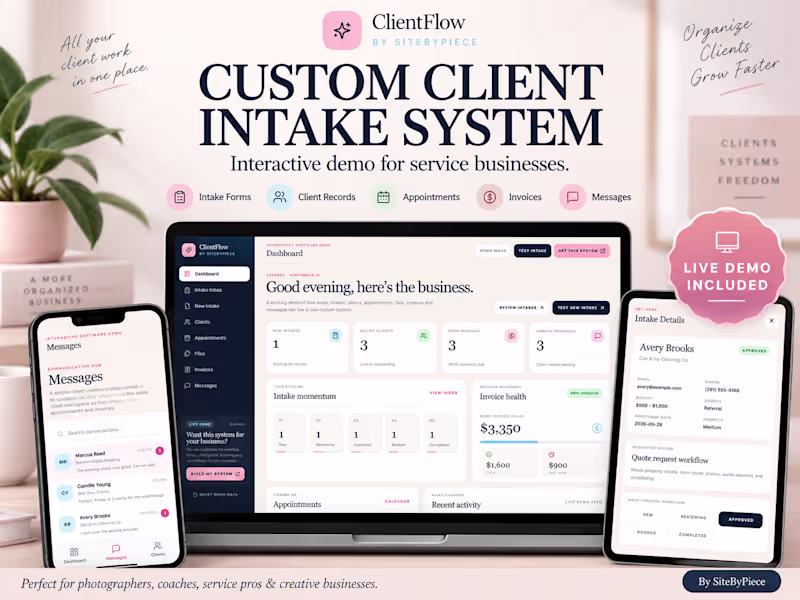 Cover image for ClientFlow Custom Client Intake & Management System