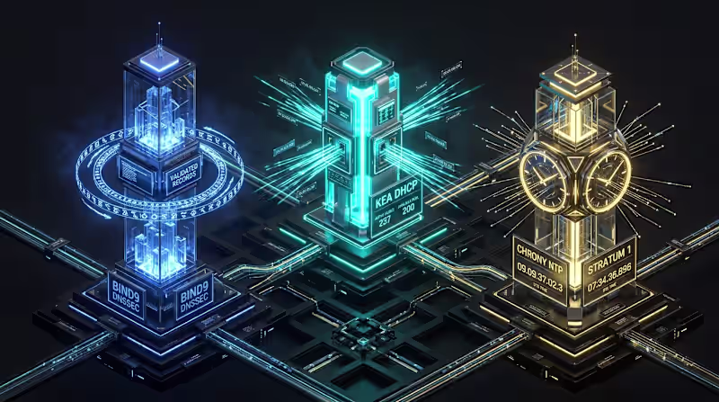Cover image for Core Sovereign Network Services: BIND9 DNSSEC, Kea DHCP & Chrony NTP