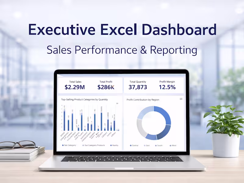 Cover image for Executive Excel Dashboard for Business Reporting