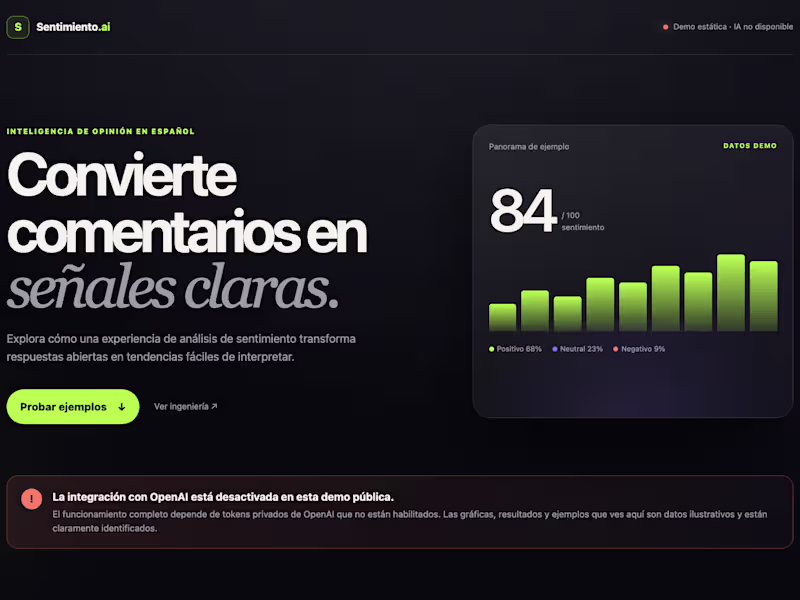 Cover image for Spanish Sentiment Lab — Flask AI Product Demo