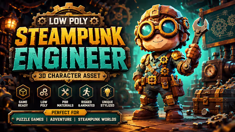Cover image for Stempunk Engineering Low poly Charcter