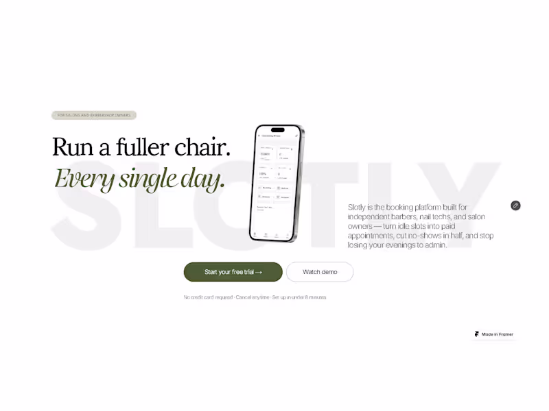 Cover image for Slotly — Booking & Scheduling