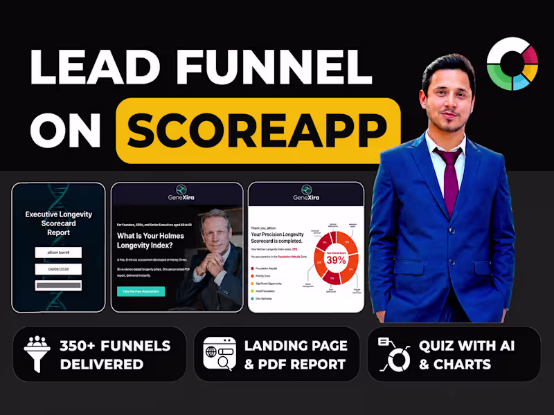 Cover image for I will build scoreapp quiz funnel to generate and qualify high q