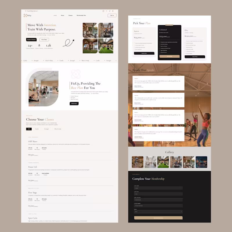Cover image for FitUp — Fitness Studio Website