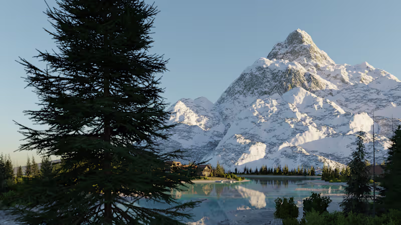 Cover image for Photorealistic Alpine Mountain Lake Landscape
