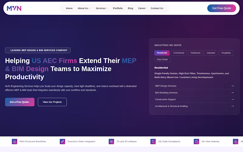 Cover image for MVN Engineering Services – Corporate WordPress Site