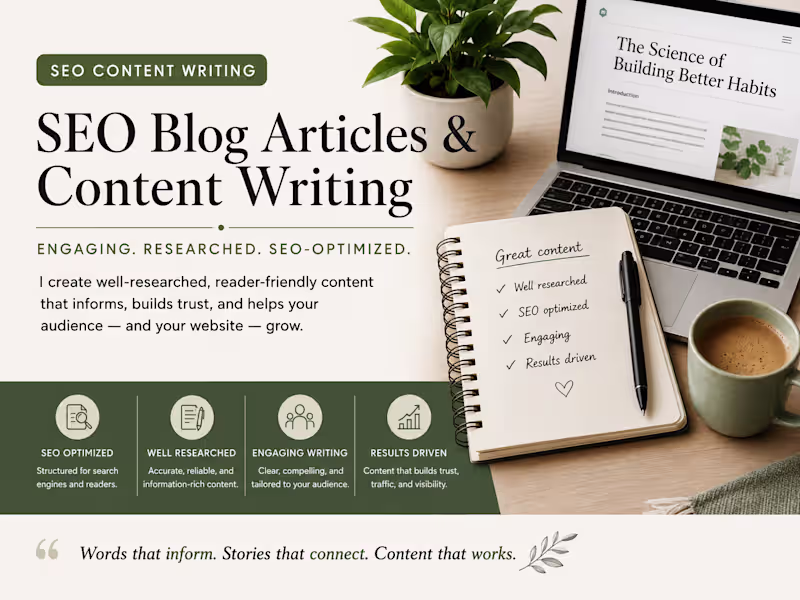 Cover image for SEO Blog Articles & Content Writing