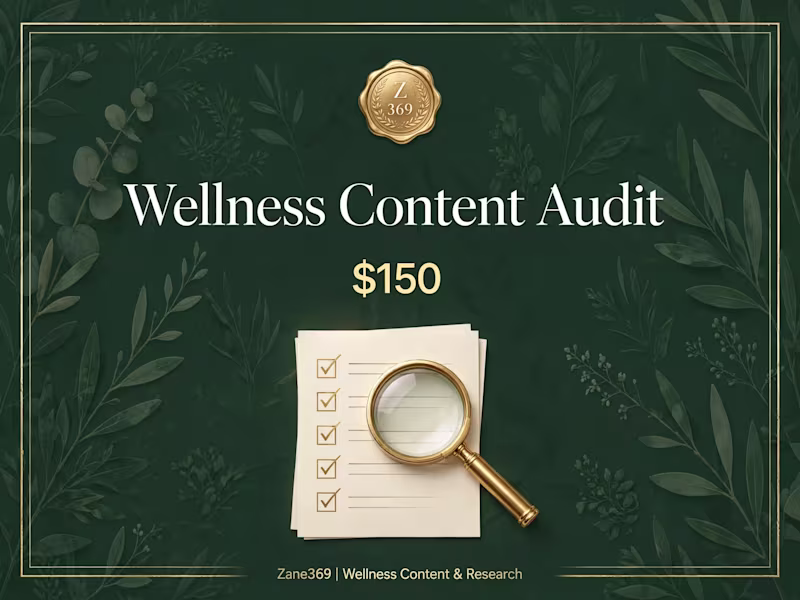 Cover image for Wellness content audit: SEO fixes plus health-claim risk review