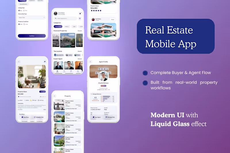 Cover image for Real Estate App UI & UX Design | FlutterFlow (No-Code) Desig...