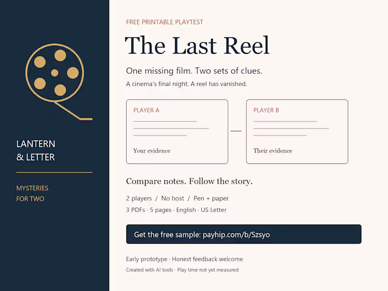 Cover image for The Last Reel — Cooperative Print-and-Play Mystery