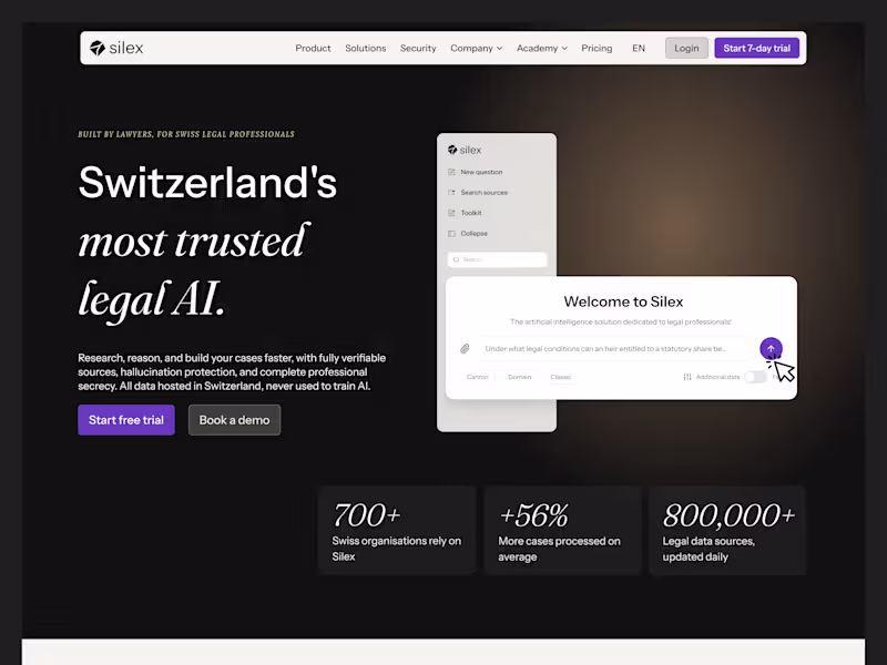 Cover image for Silex – Legal AI for Lawyers in Switzerland