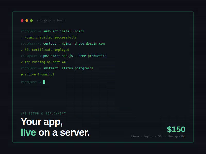 Cover image for VPS Server Setup, Deployment & Management