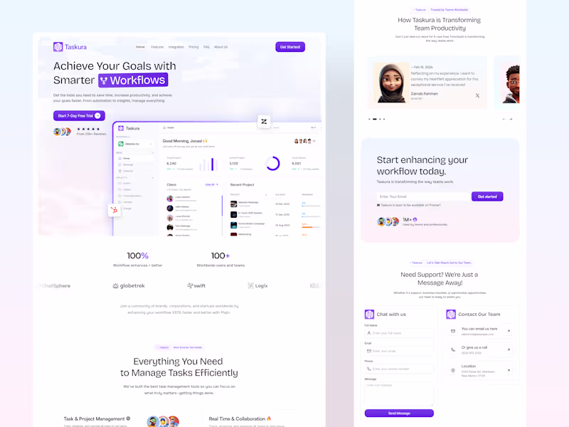 Cover image for Taskura SaaS Landing Page Design