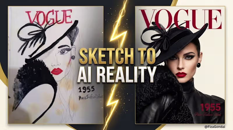 Cover image for Sketch to AI Reality: 1955 Paris Fashion Week