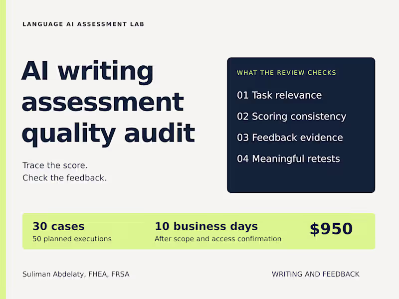 Cover image for AI Writing Assessment and Feedback Quality Audit