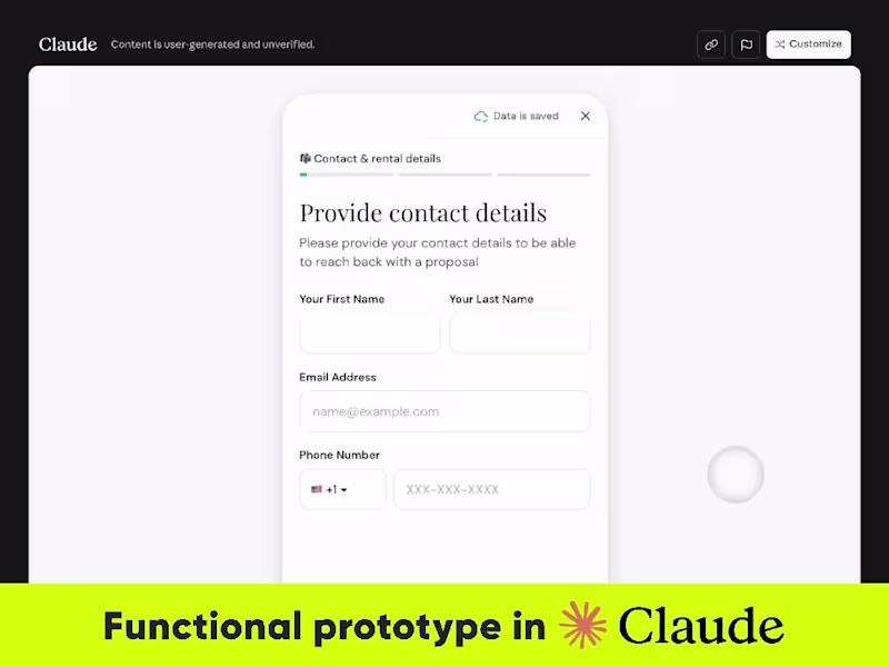 Cover image for Functional prototype in Claude based on static screens in Figma