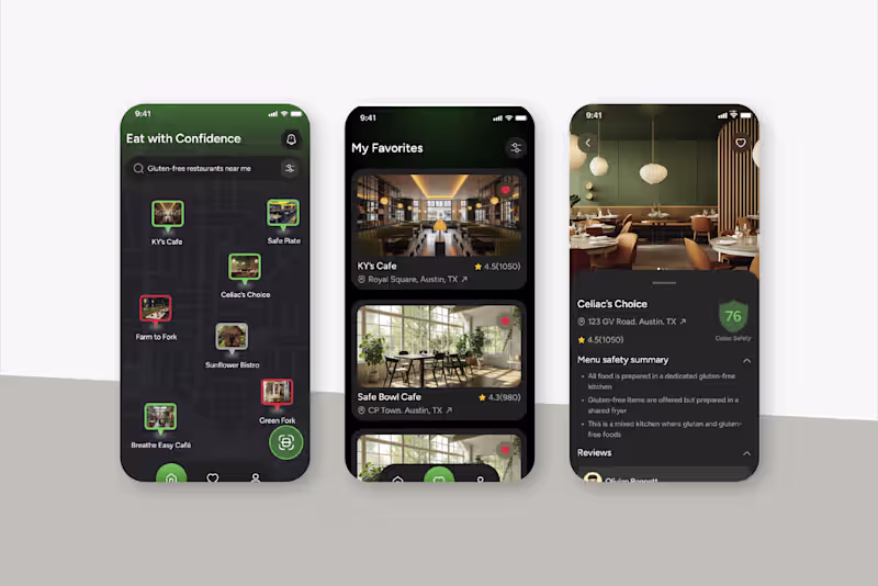 Cover image for “PureBite – Gluten-Free Restaurant Finder App (Flutter Flow UI)”