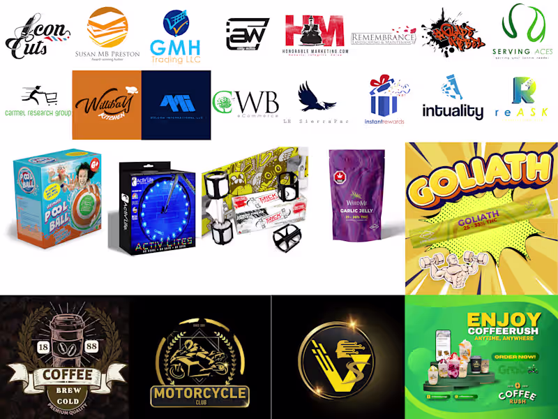 Cover image for Logo, Branding, packaging design, and product design
