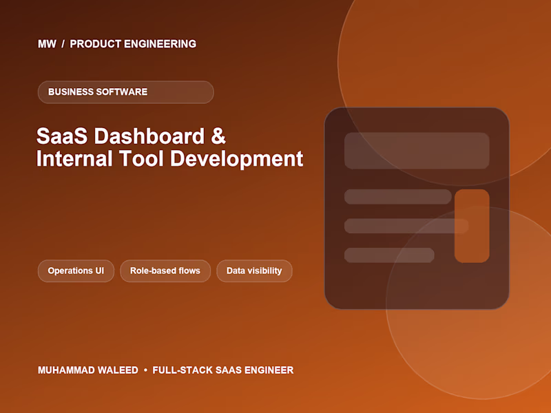 Cover image for SaaS Dashboard & Internal Tool Development