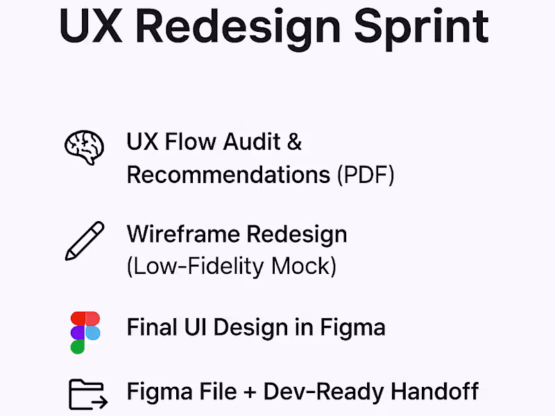 Cover image for I’ll redesign a broken screen or flow with a clear Figma handoff