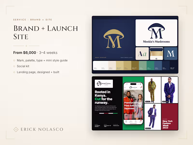 Cover image for Brand identity + launch site for startups