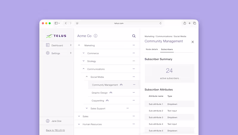 Cover image for TELUS Corporate Structure Web App Design
