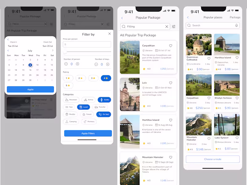 Cover image for Custom Travel Mobile App Design (iOS & Android) in Figma