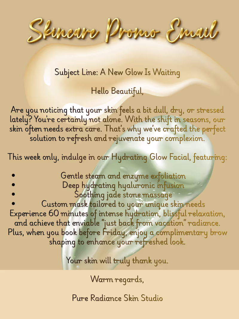 Cover image for Skincare Promo Email Sample