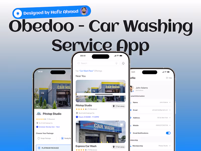 Cover image for UI/UX Design for OBEDOO Car Wash Platform
