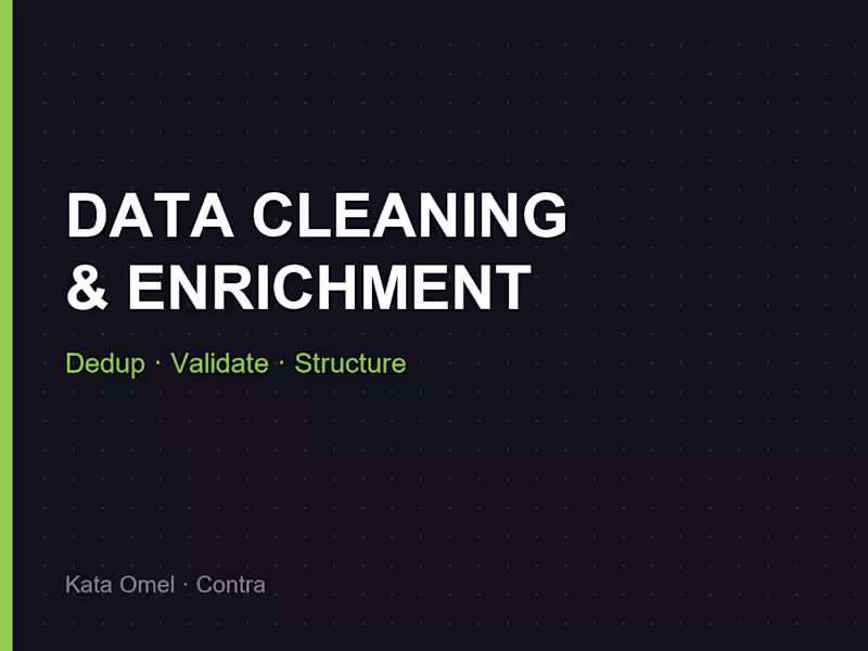 Cover image for Data Cleaning, Dedup & Enrichment