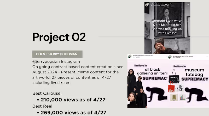 Cover image for Content Creation for Jerry Gogosian Instagram