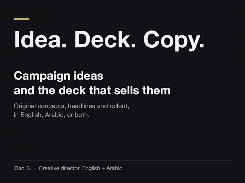 Cover image for Campaign Idea + Pitch Deck