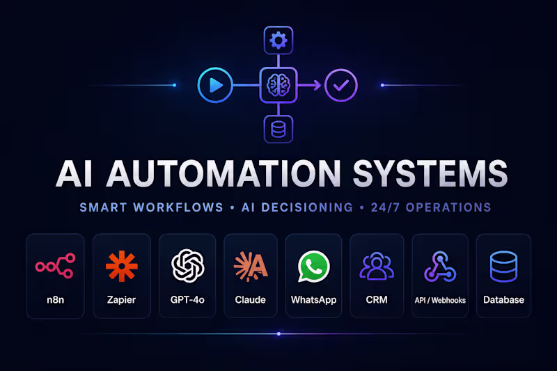 Cover image for AI-Powered Automation & Workflow Systems - n8n, Zapier, Make 