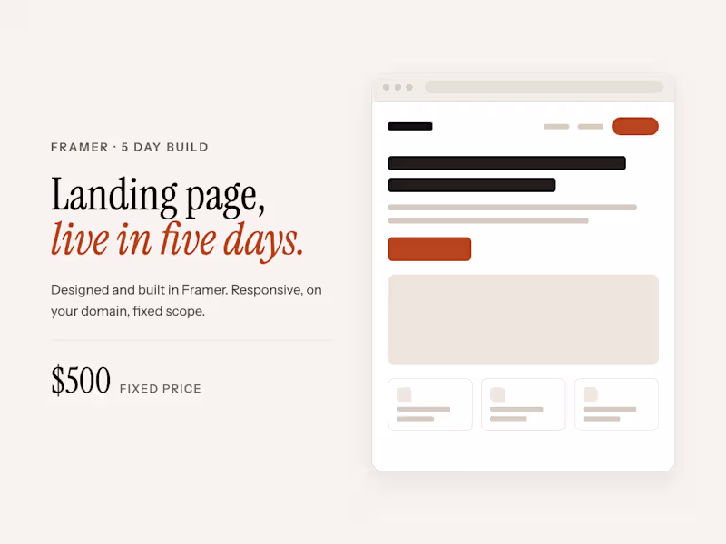 Cover image for Framer Landing Page | Designed & Shipped in 5 Days