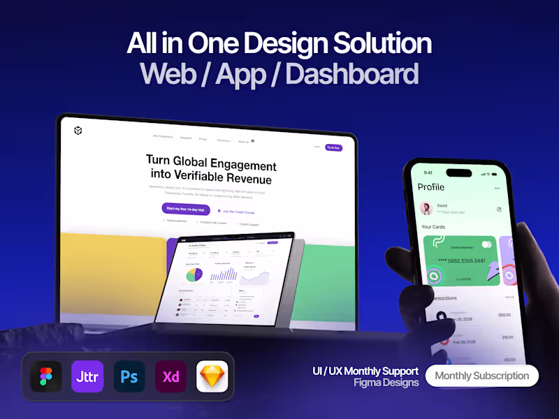Cover image for Product Design Subscription | Web, App & Dashboard UI/UX Designs