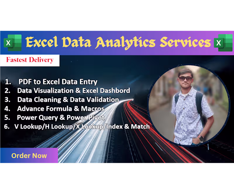 Cover image for I will MS excel, data visualization and dashboard specialist