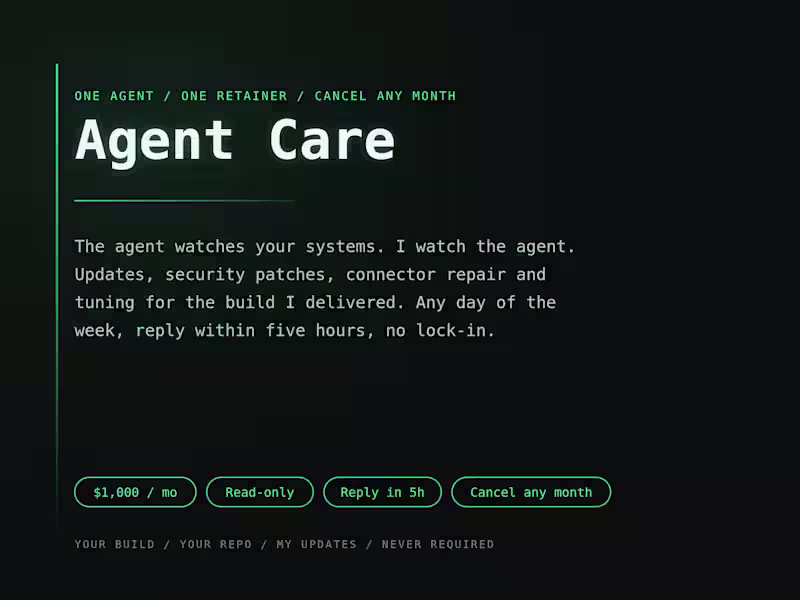 Cover image for Agent Care: Monthly Maintenance for Your Self-Hosted AI Agent