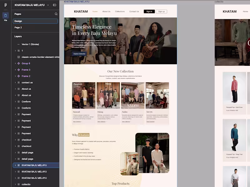 Cover image for Khatam Baju Melayu — Fashion E-Commerce (Design + Webflow)