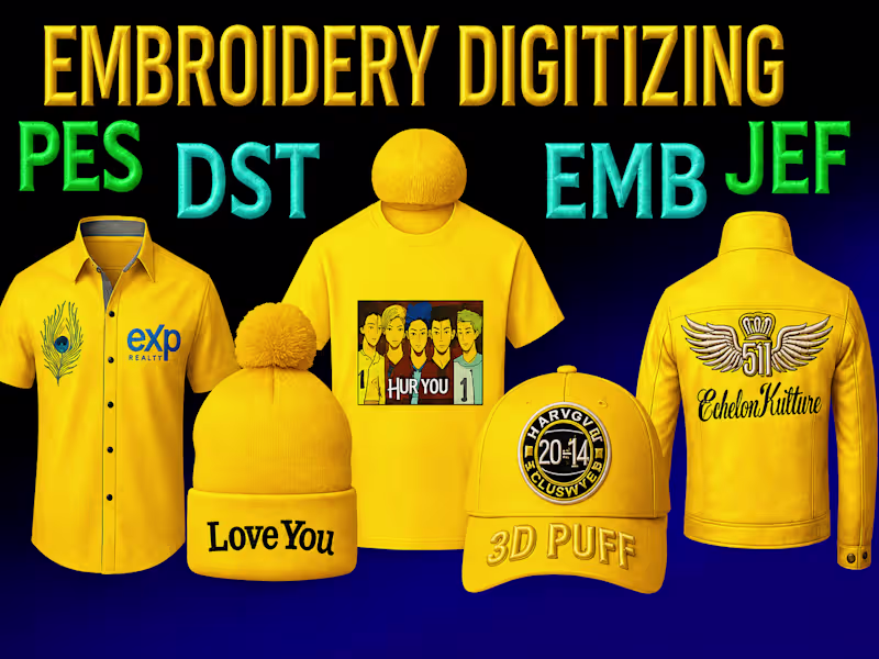Cover image for Logo into Embroidery Digitizing File DST, PES JEF 